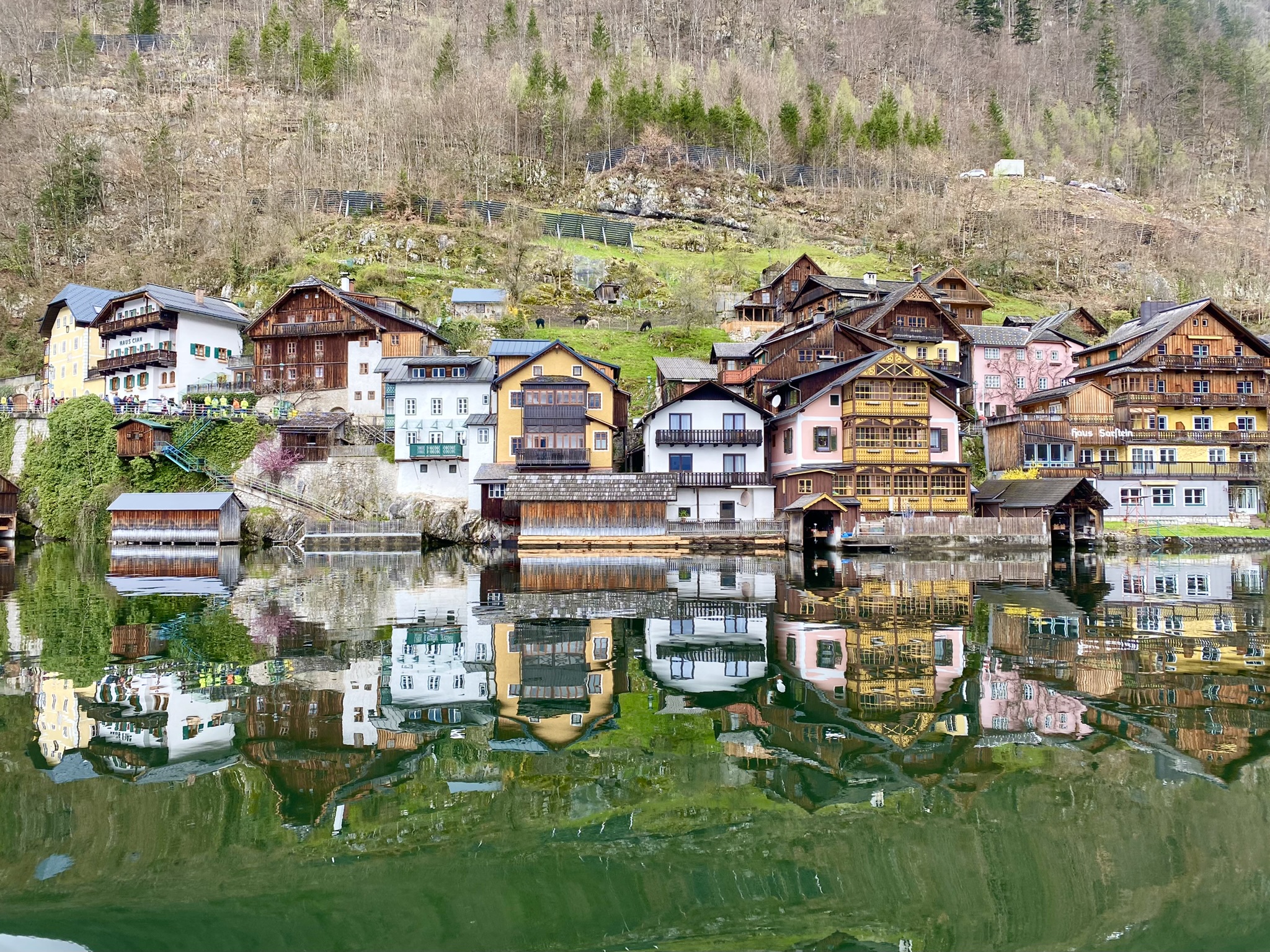 Hallstatt village reflected in the lake